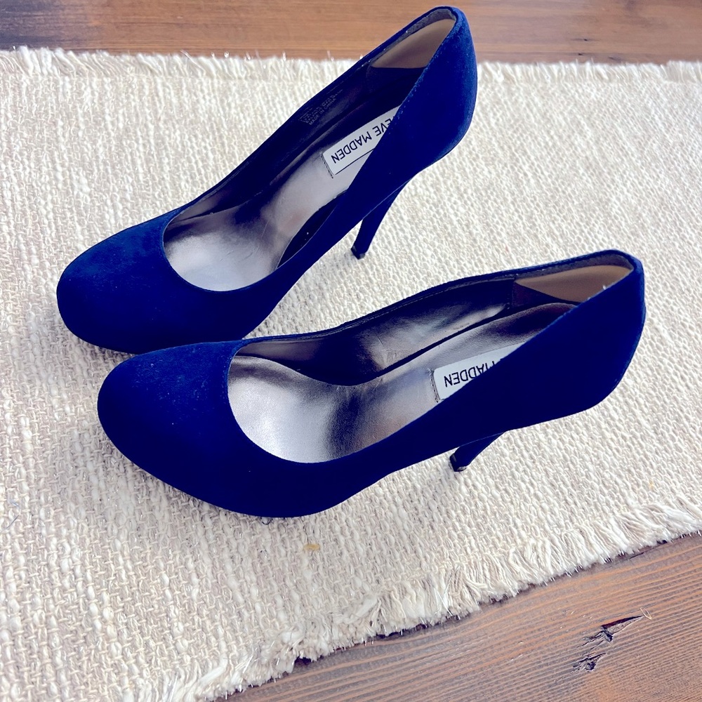 Steve Madden cobalt blue suede trinite Sz 7.5 luxury business casual lagonlook